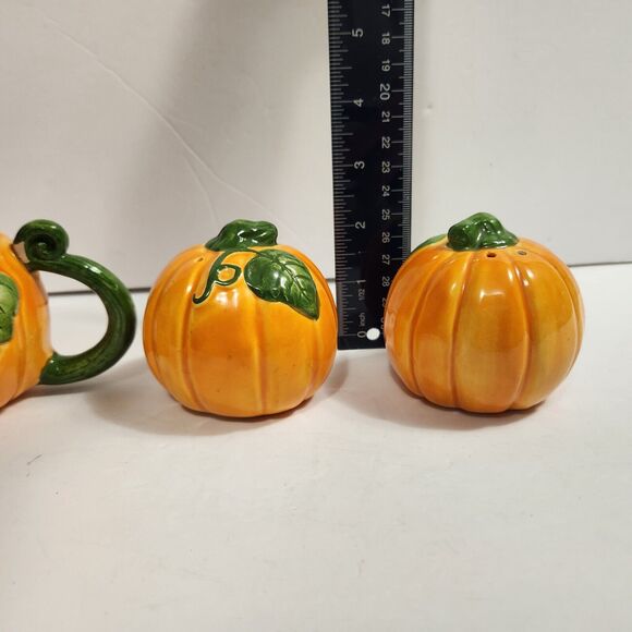 Papel Pumpkin Salt & Pepper Shakers Creamer Halloween Autumn Fall Decor Kitchen - Picture 8 of 8